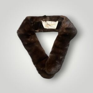 Saks Fifth Avenue Mink Fur Collar Brown Vintage Stole Old Money Glam Heirloom